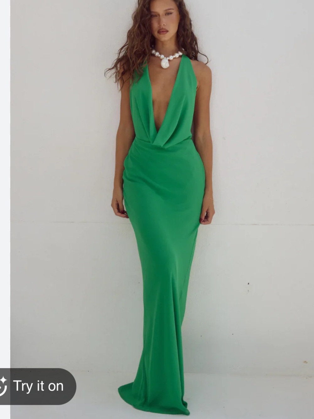 Green halter maxi dress